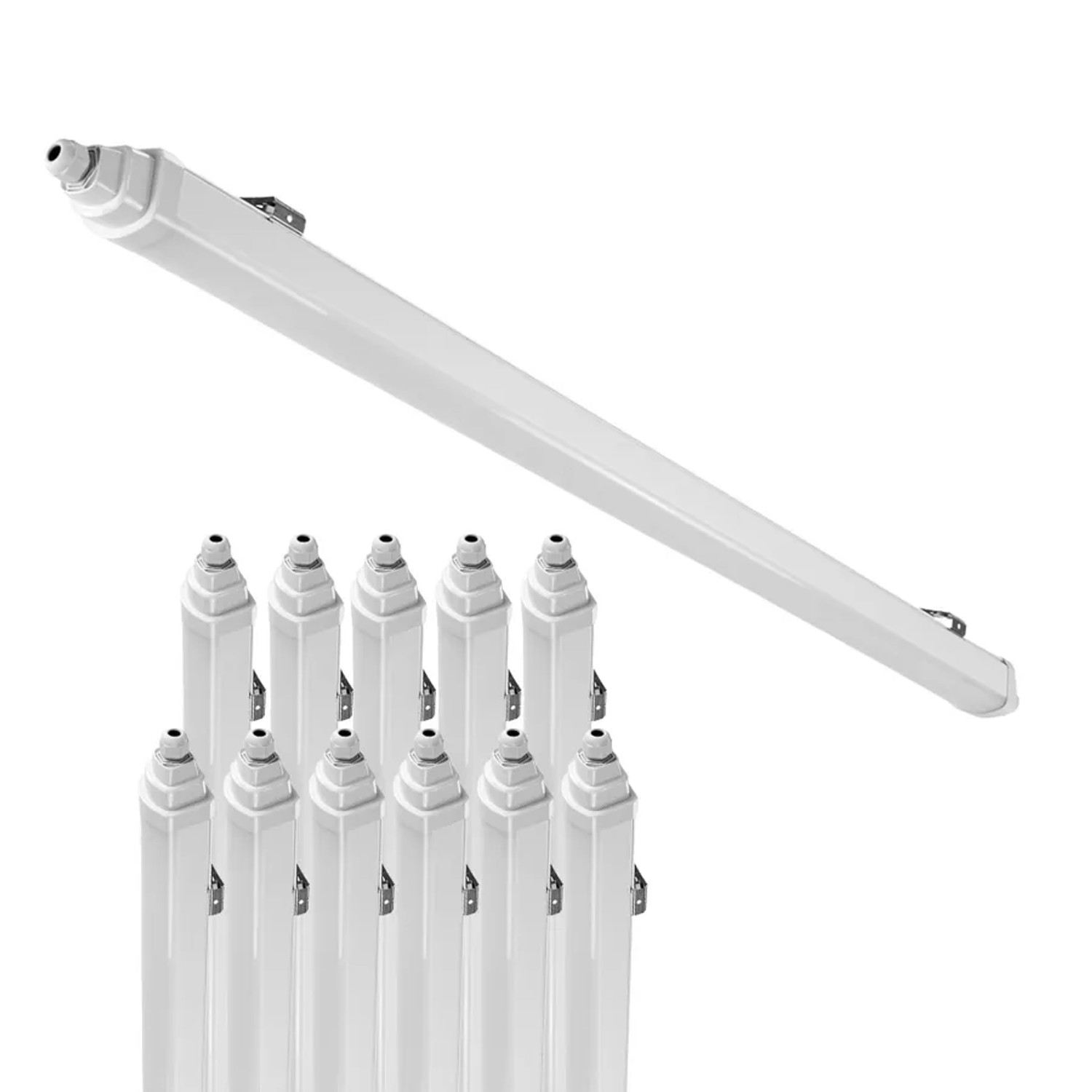 LUXULA 12er-Set LED Feuchtraumleuchte 120cm 36W 4320lm 4000K Neutralweiß IP65 IK06 Durchschleifbar