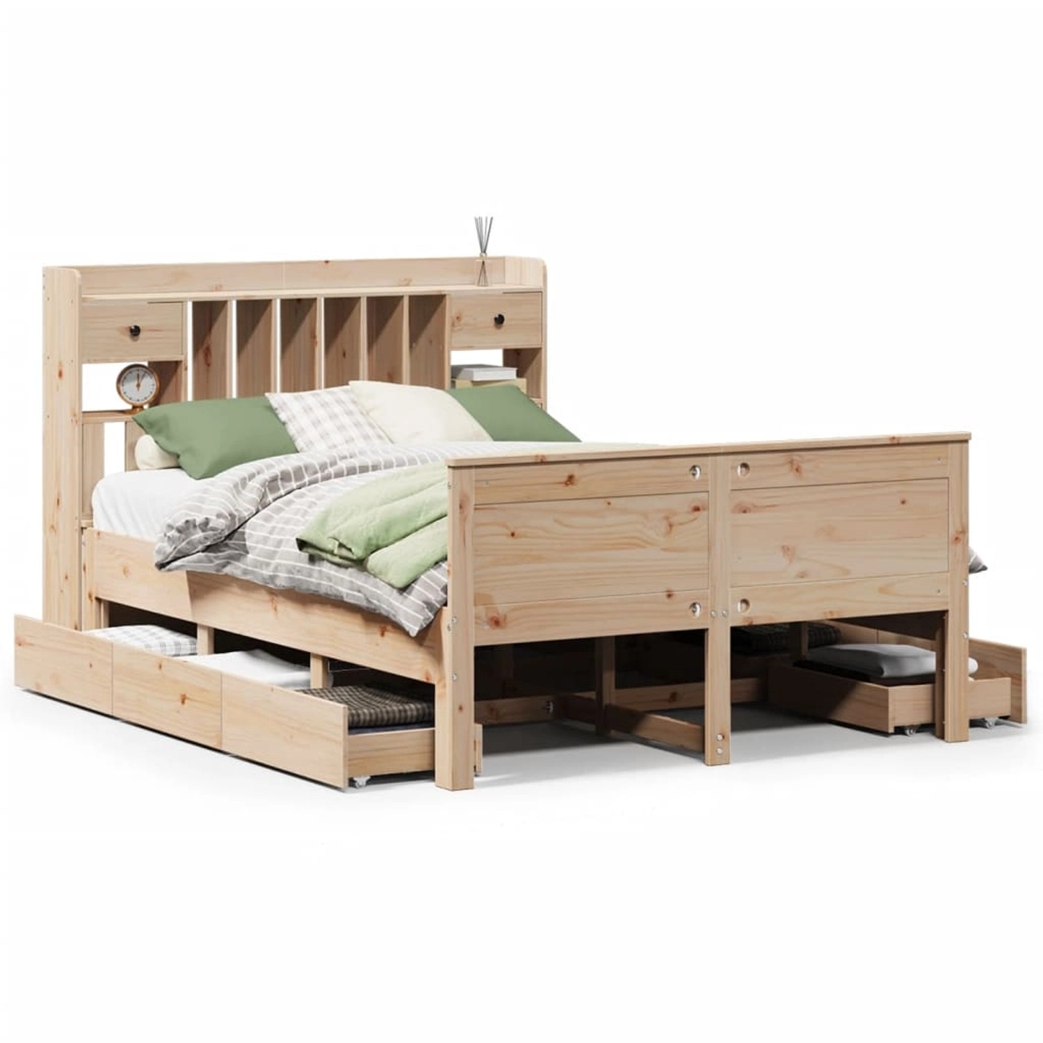 vidaXL Massivholzbett mit Regal ohne Matratze 150x200 cm Kiefernholz 330891 günstig online kaufen