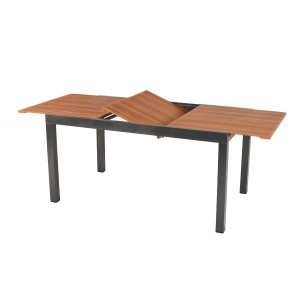 Merxx Gartentisch AZ-Tisch, rechteckig, ausziehbar, 90x76 cm, mit Lamellen-Optik und Aluminiumgestell.