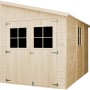 Timbela Gartenhaus M339A+M339G, 6 m², mit Doppeltür und Fenster. Holz-Gartenhaus zur Anbringung an ein Gebäude.