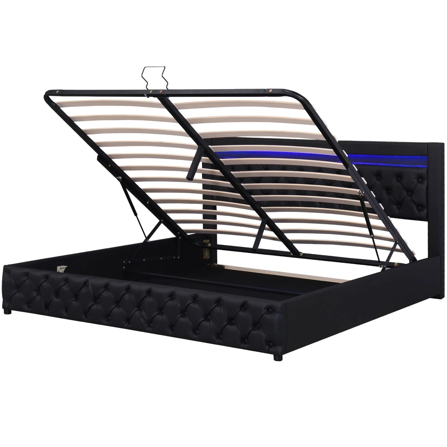 Okwish Polsterbett 180x200cm Mit Led Beleuchtung Schlafzimmer Schwarz Ohne Matratze