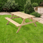 DELUKE Outdoor Picknicktisch KLEIS 140cm Massives Tannenholz Faltbare Sitze Picknickbank Sitzgruppe Aussen Bank Sitzbank Gartenbank_7