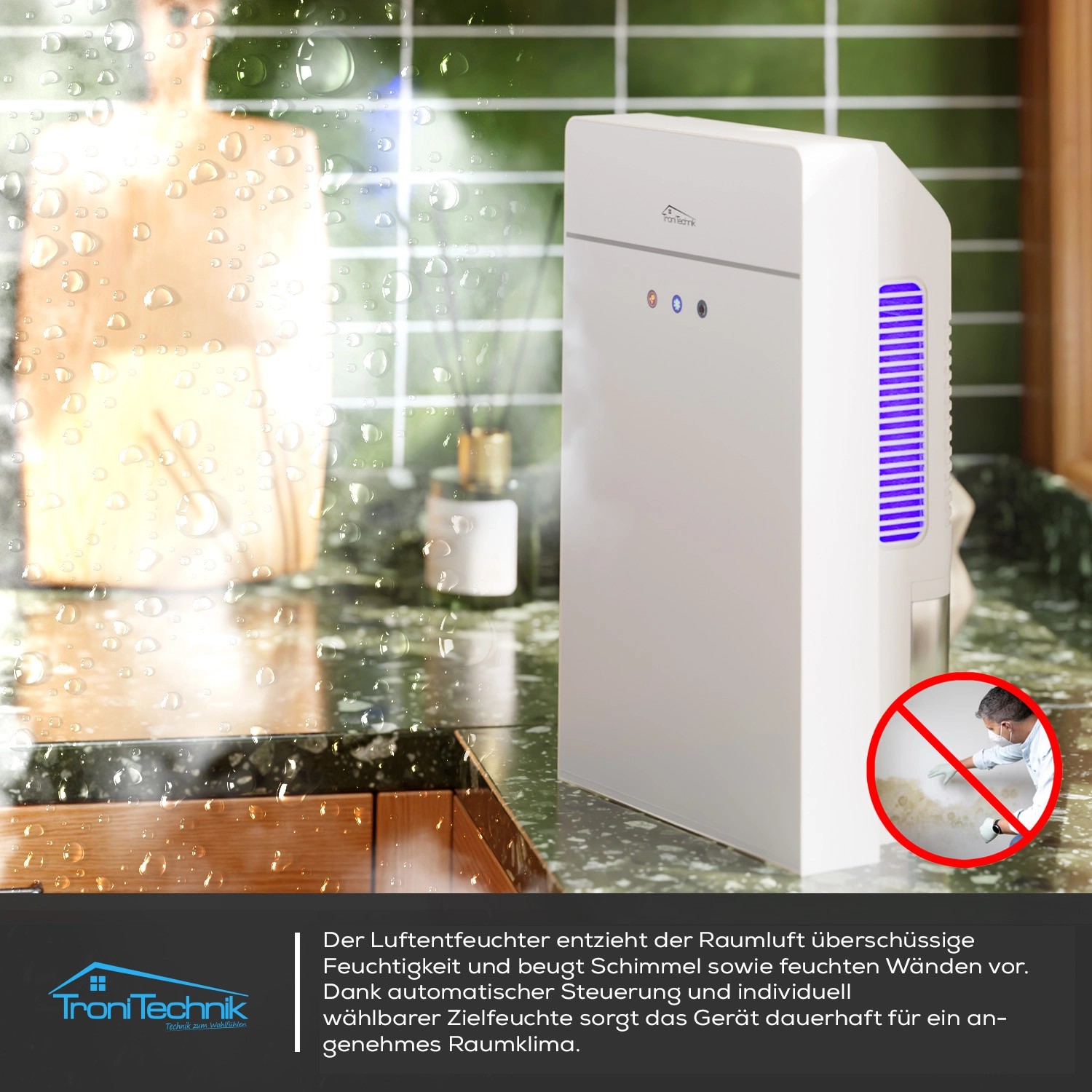 Tronitechnik Luftentfeuchter EF-02 Mini - Bis 400ml/24h Für Räume Bis 20m²