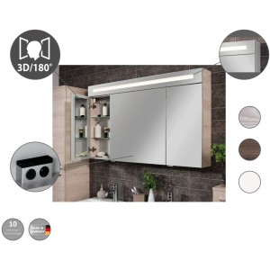 Fackelmann Spiegelschrank B.Clever, 120 cm, Weiß, mit Beleuchtung und Softclose-Türen.