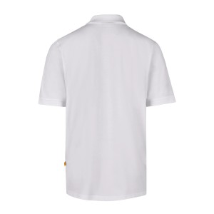 Weißes Hans Schäfer Workwear Polo-Shirt Gr. M aus Baumwollmischung, Rückansicht.