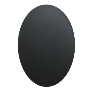 Schwarze, runde Wandleuchte (Ø 40cm) aus Metall für indirekte Beleuchtung.