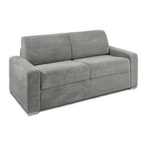 Helles graues Schlafsofa Calito, 194 cm, mit geripptem Stoffbezug. Klassisches 3-Sitzer Sofa.