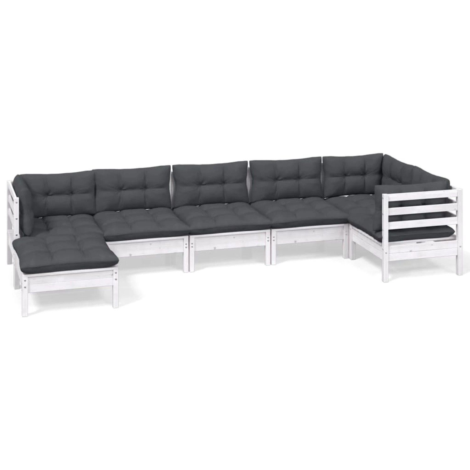 vidaXL 7-tlg Garten-Lounge-Set mit Kissen Weiß Kiefer Massivholz Modell 14 günstig online kaufen