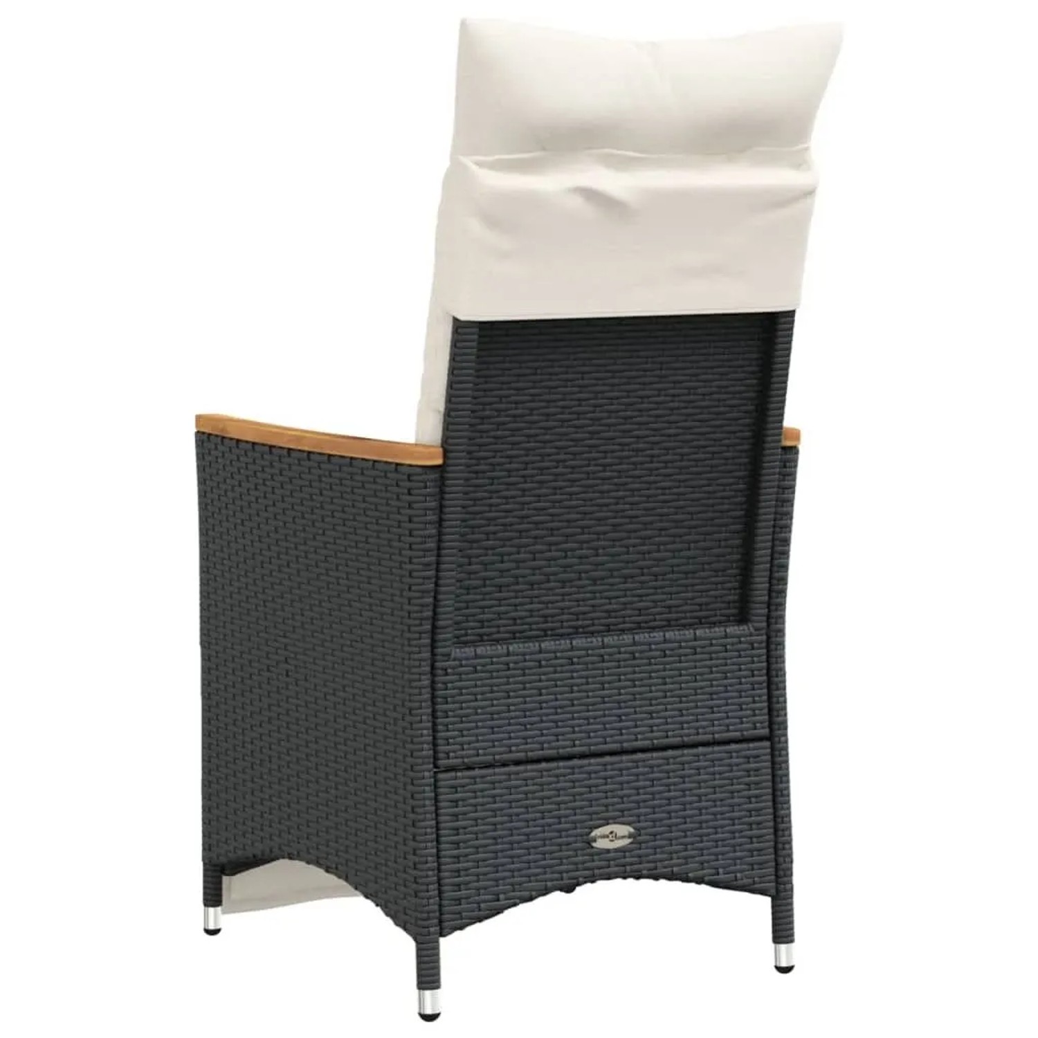 Schwarzer, verstellbarer vidaXL Gartensessel aus Rattan mit cremefarbenen Kissen (2er Set).