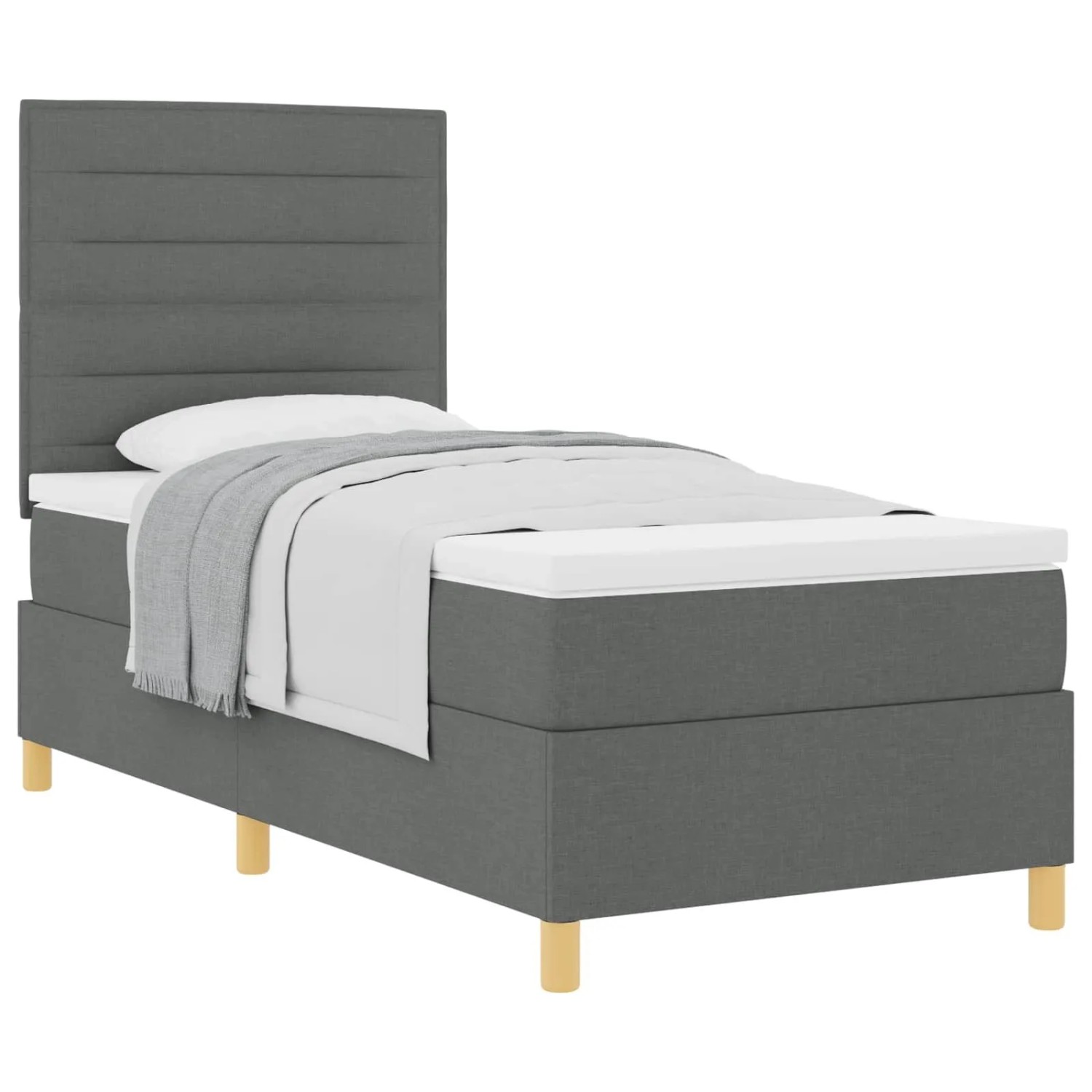 vidaXL Boxspringbett mit Matratze Dunkelgrau 100 x 200 cm Stoff 3339519