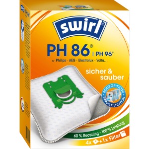 Swirl PH 86 Staubsaugerbeutel EcoPor, 4 Stück. Staubbeutel für Staubsauger von Philips, AEG und Electrolux.