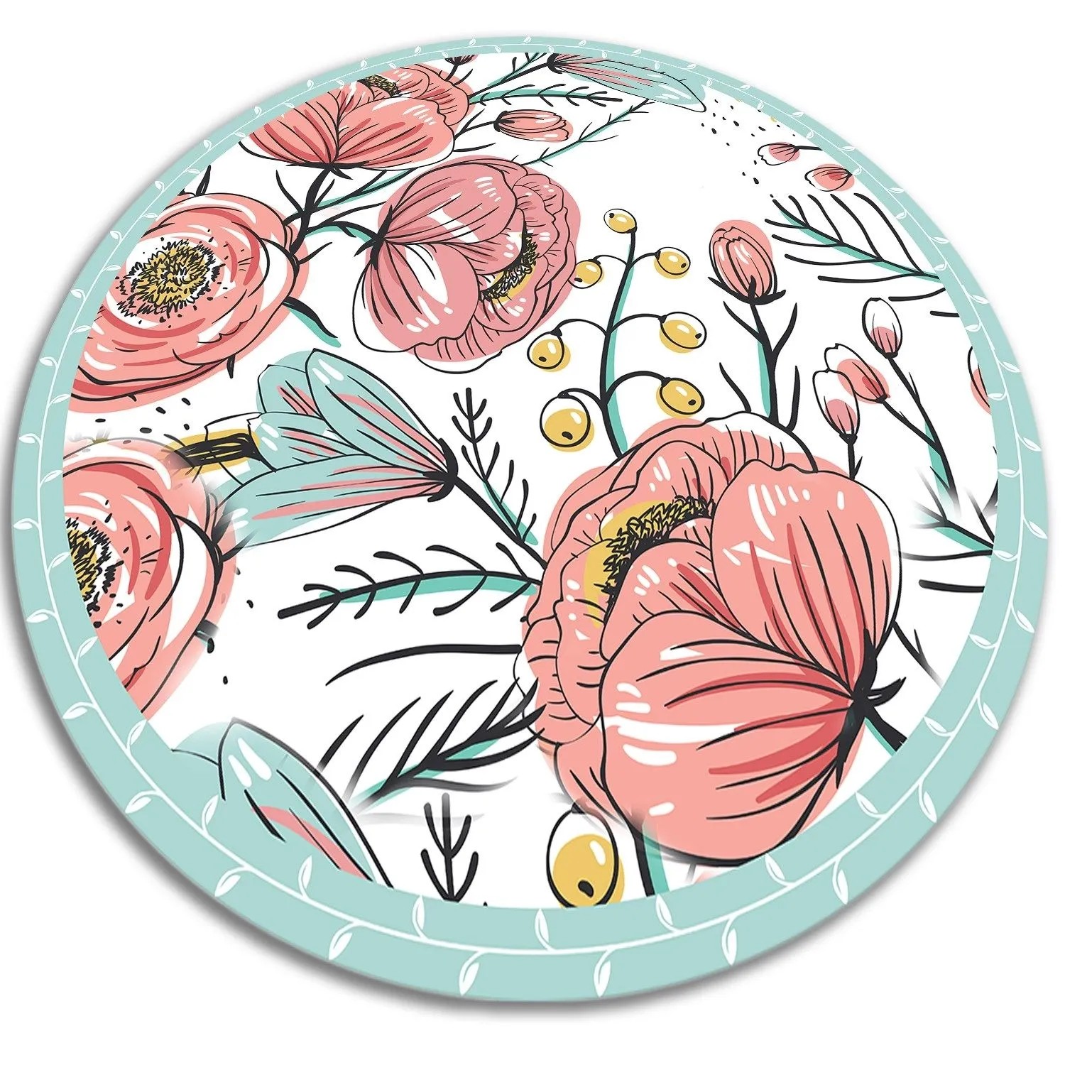 Tulup Teppich Zarte Blüten Tapijt Vinyl 80x80 cm Rot PVC Tapijt Vloerkleed günstig online kaufen