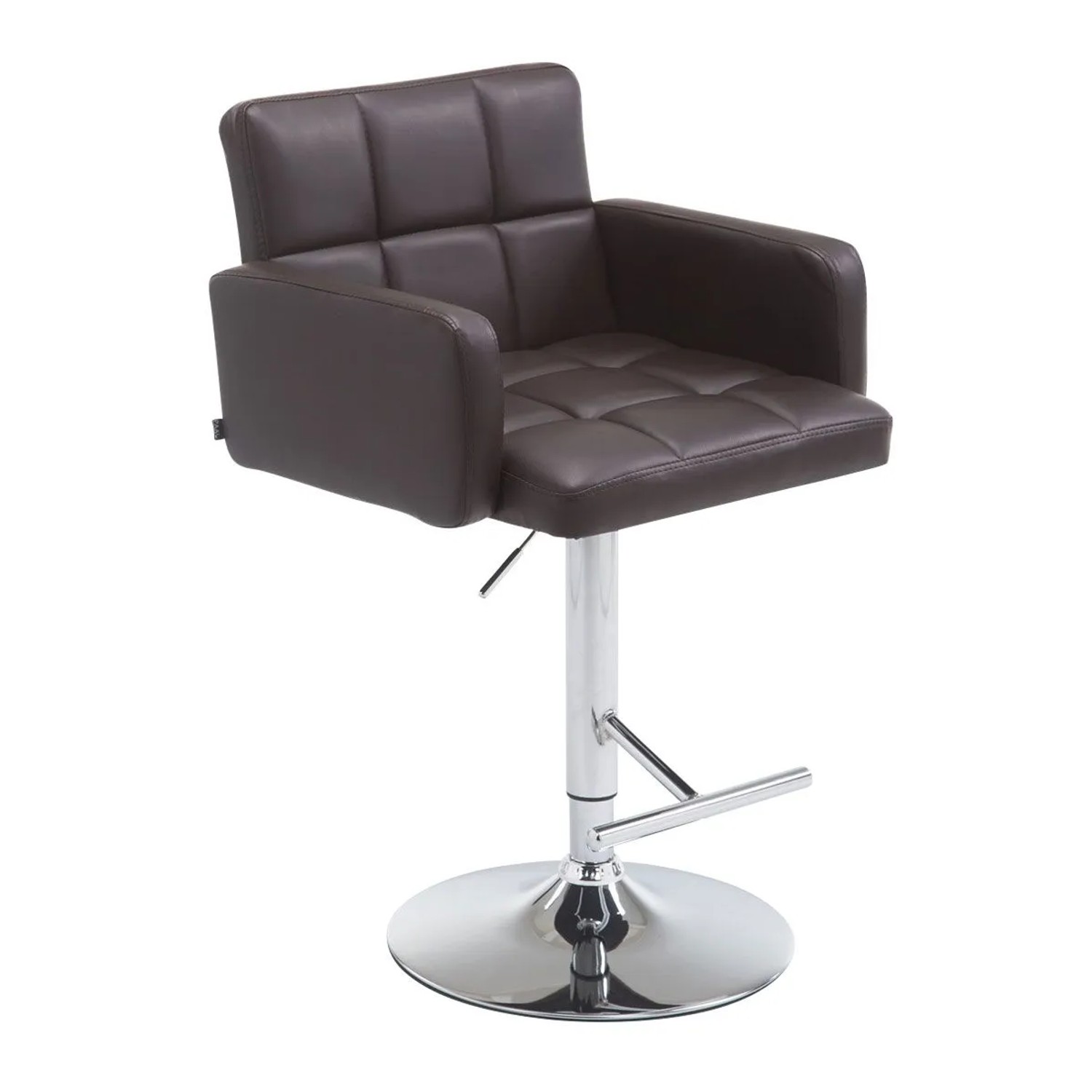 DELUKE Barhocker SUTUN Kunstleder Braun 60x56x93cm Silber Barstuhl Höhenverstellbar Mit Lehne Drehbar Tresenhocker Tresenstuhl