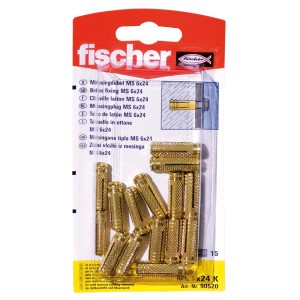 Fischer Messingdübel MS 6 x 22 K, 15 Stück, für sichere Befestigungen in Beton und Mauerwerk.