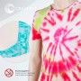 CREATEST Batikfarben-Set: T-Shirt und Socke mit bunten Batikmustern.