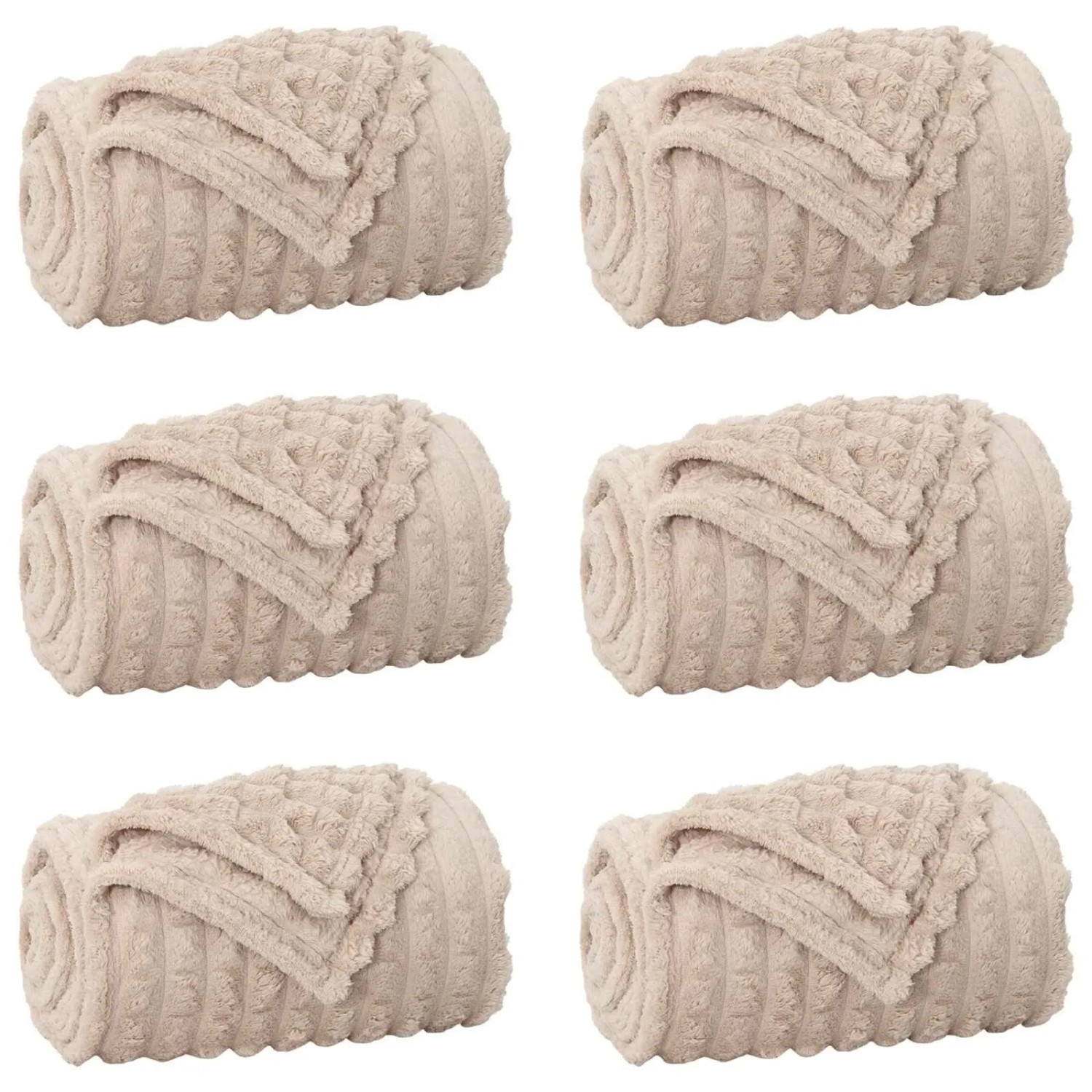 vidaXL Wohndecken 6 Stück Beige 240 x 220 cm Fleece 42016943