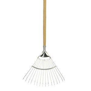 Kent & Stowe Laubbesen mit Eschenholz-Stiel und Edelstahl-Zinken für Gartenarbeiten.