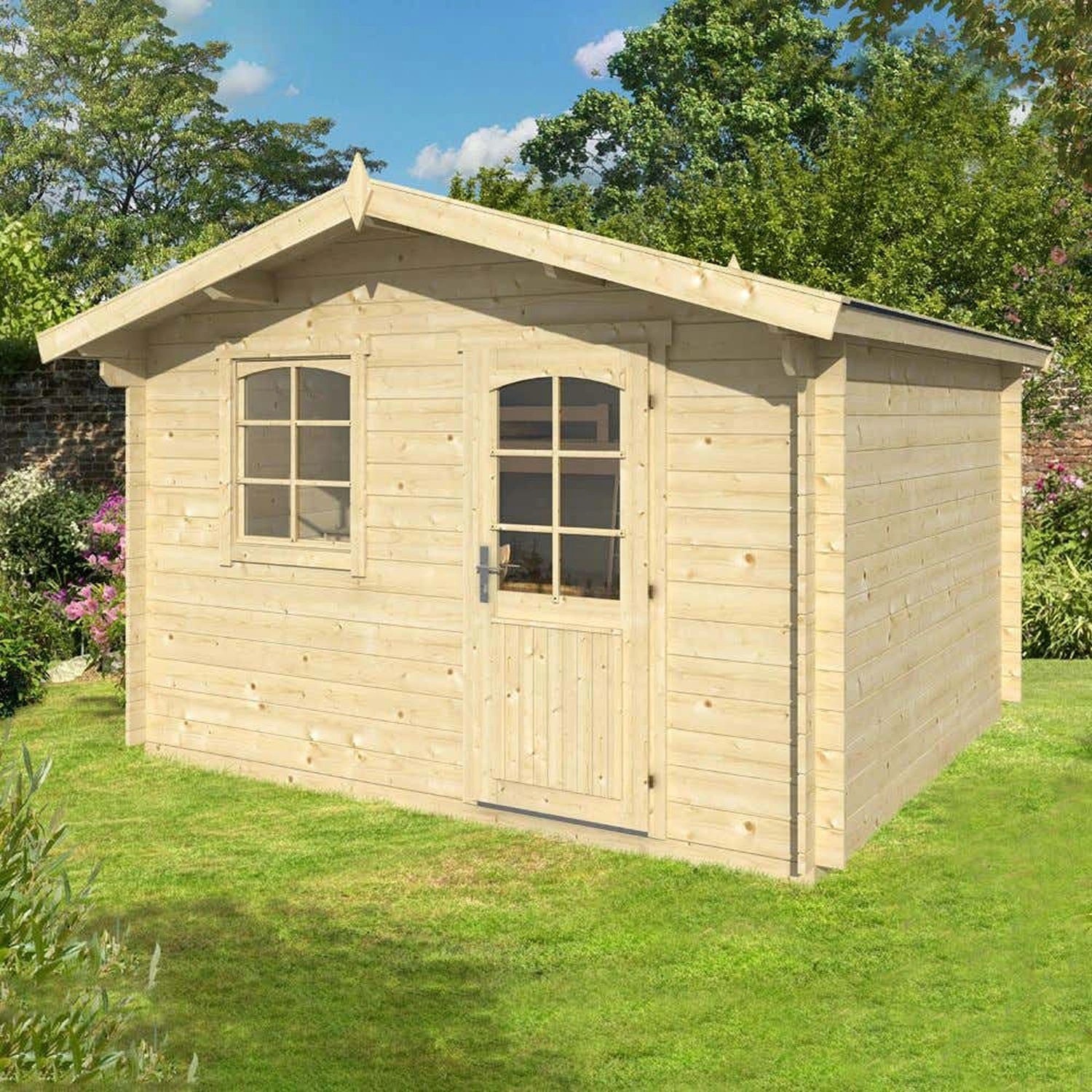 Polhus Gartenhaus Majvi Satteldach Unbehandelt 373 cm x 371 cm günstig online kaufen