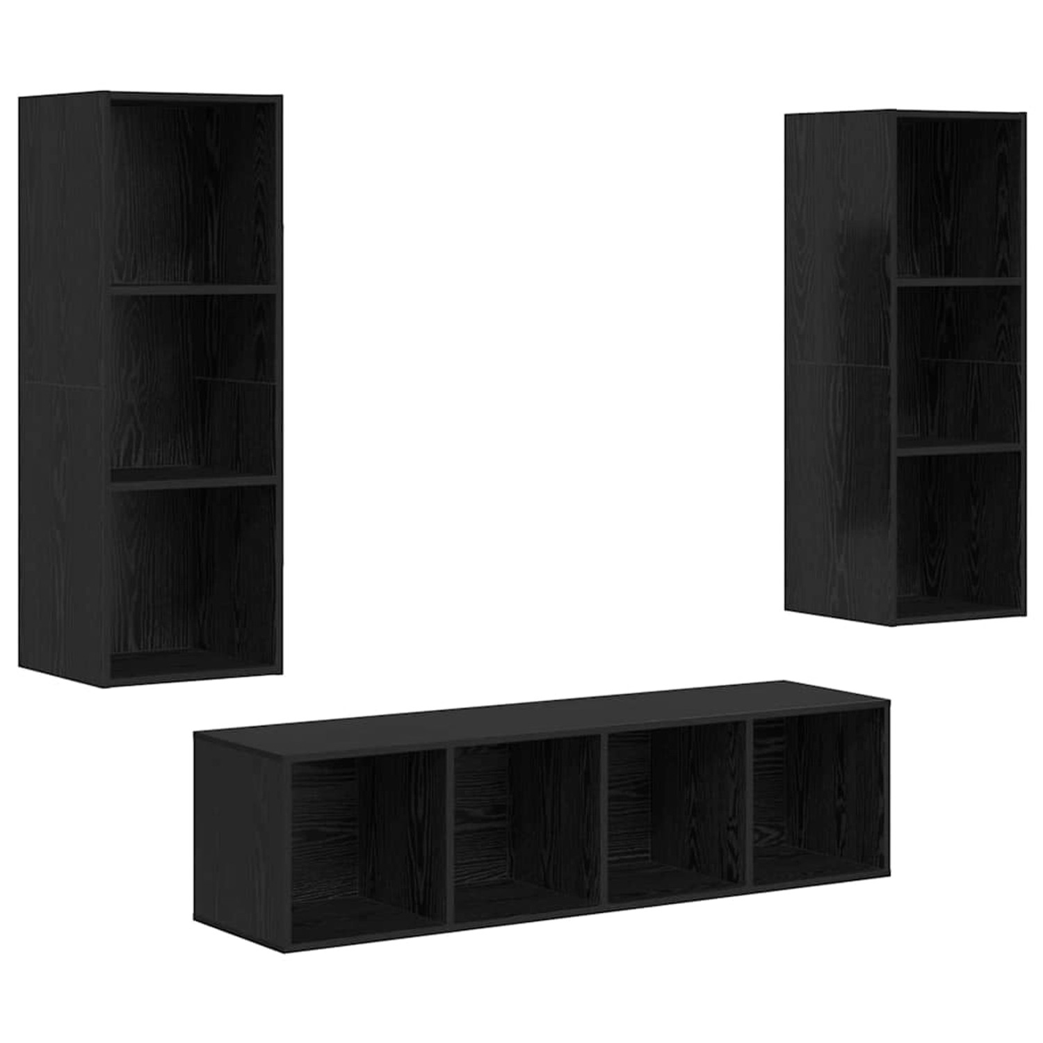 vidaXL TV-Schrank Set 3-Tlg Schwarz Eichen-Optik 37 x 37 x 142,5 cm 3393130 günstig online kaufen