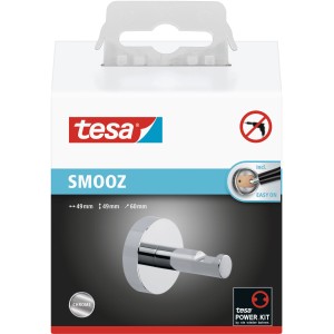 Tesa Smooz Haken, verchromt, zur Wandmontage ohne Bohren. Handtuchhalter im modernen Design.