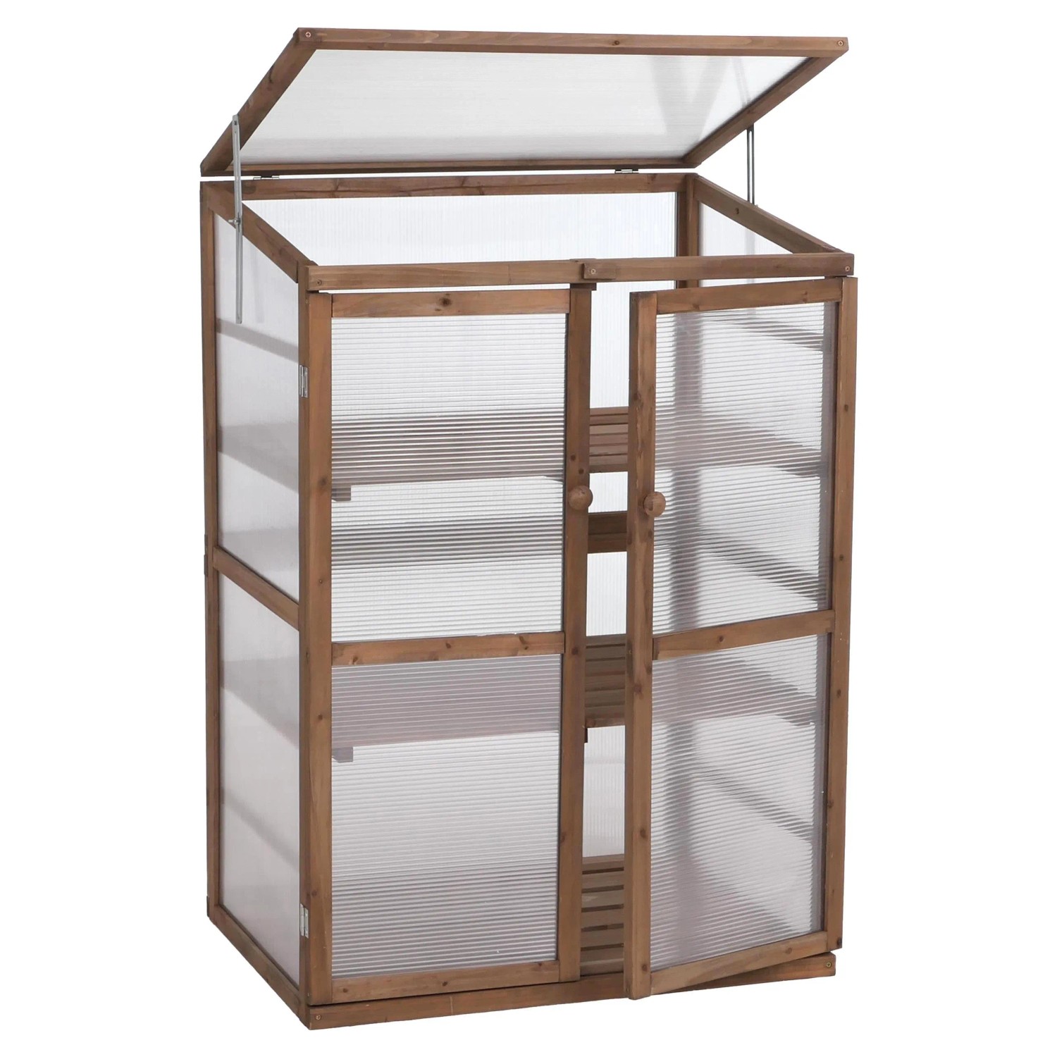 MCW Gewächshaus Q13 Verstellbar Holz 110x76x57cm Dunkelbraun