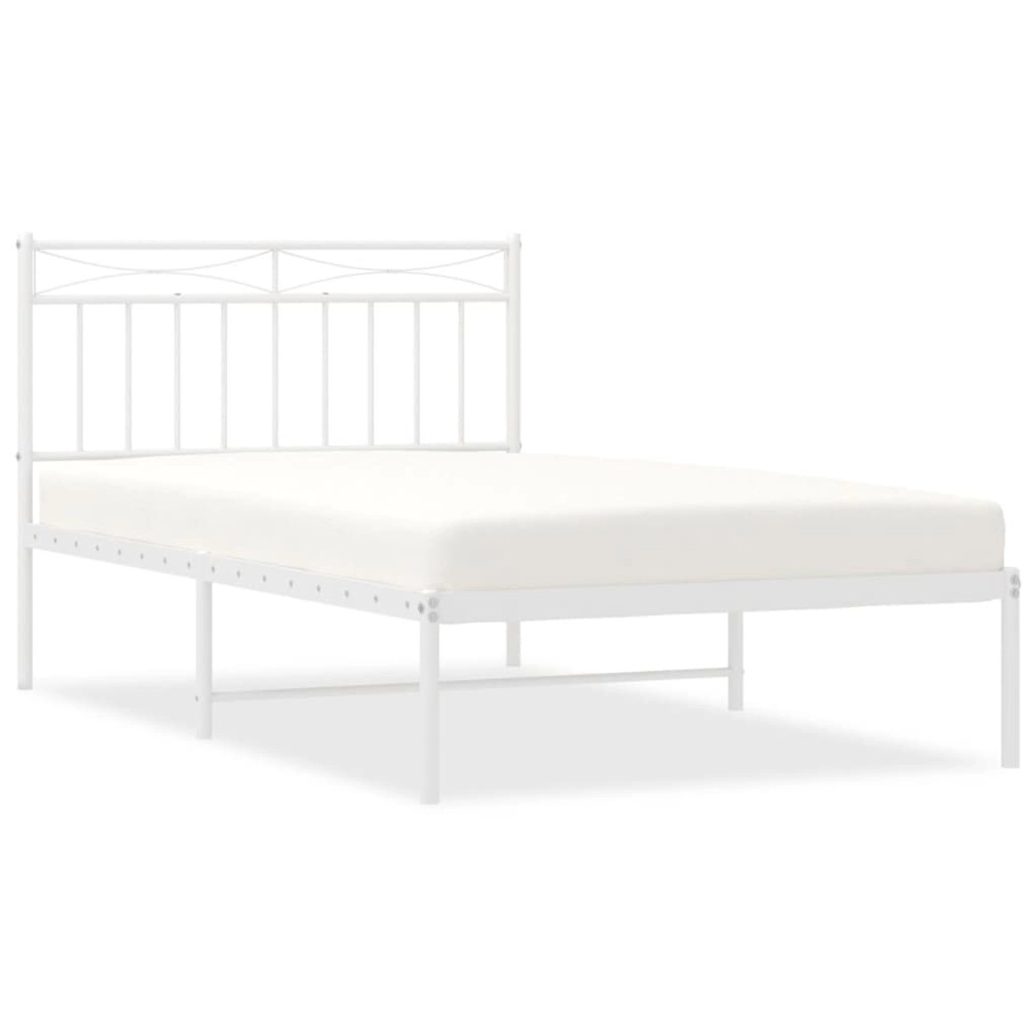 vidaXL Bettgestell mit Kopfteil Metall Weiß 107x203 cm 373736 günstig online kaufen