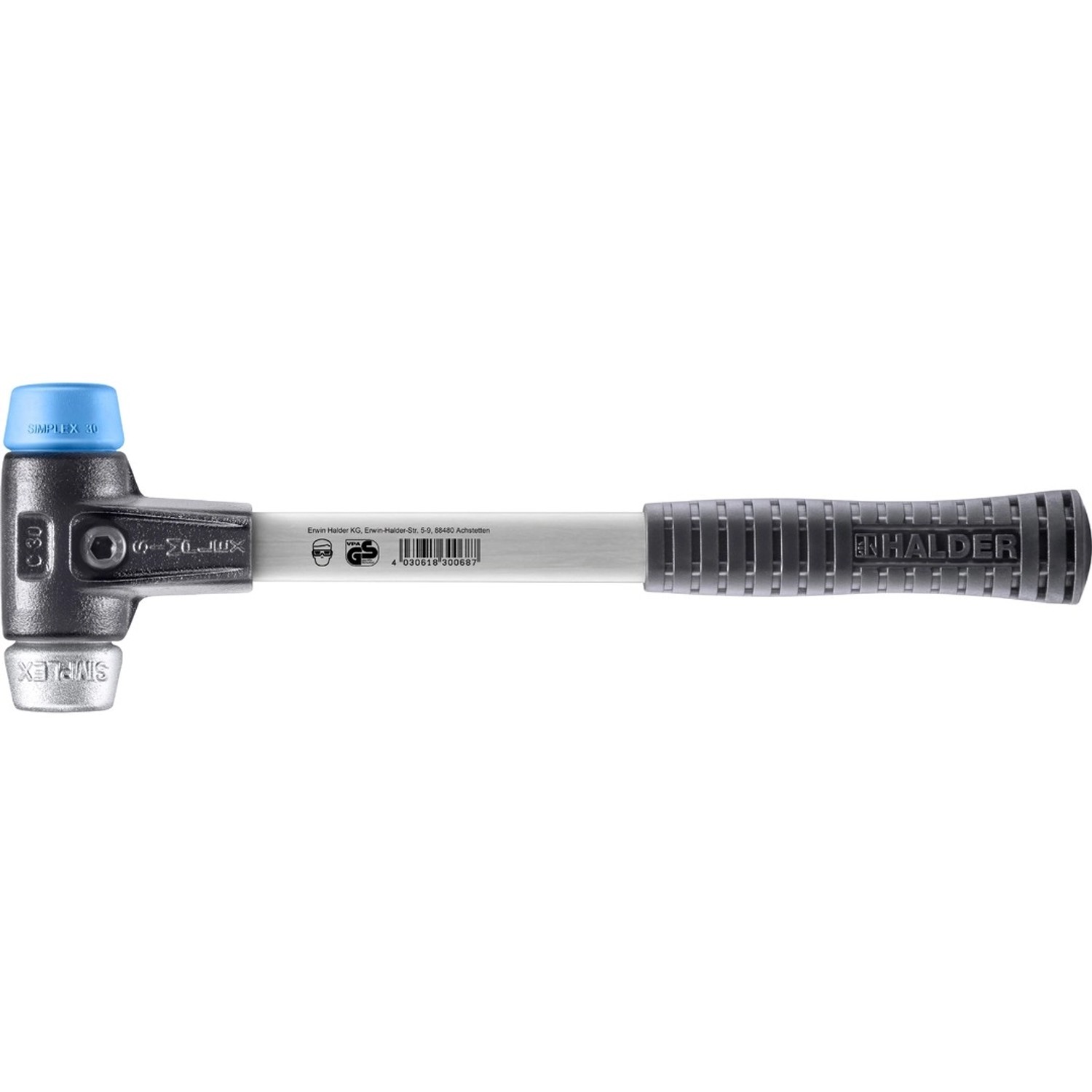 Halder Simplex Schonhammer Ø 30 mm TPE-soft Blau   Weichmetall mit Verstärk günstig online kaufen