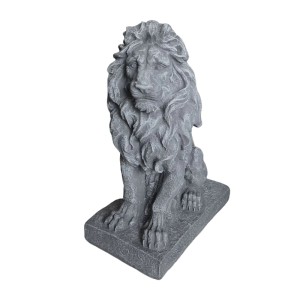 Relaxdays Löwenfigur Polyresin Grau Wetterfest Frostfest UV-beständig Sitzend 38 cm x 17 cm x 27 cm 1,3 kg