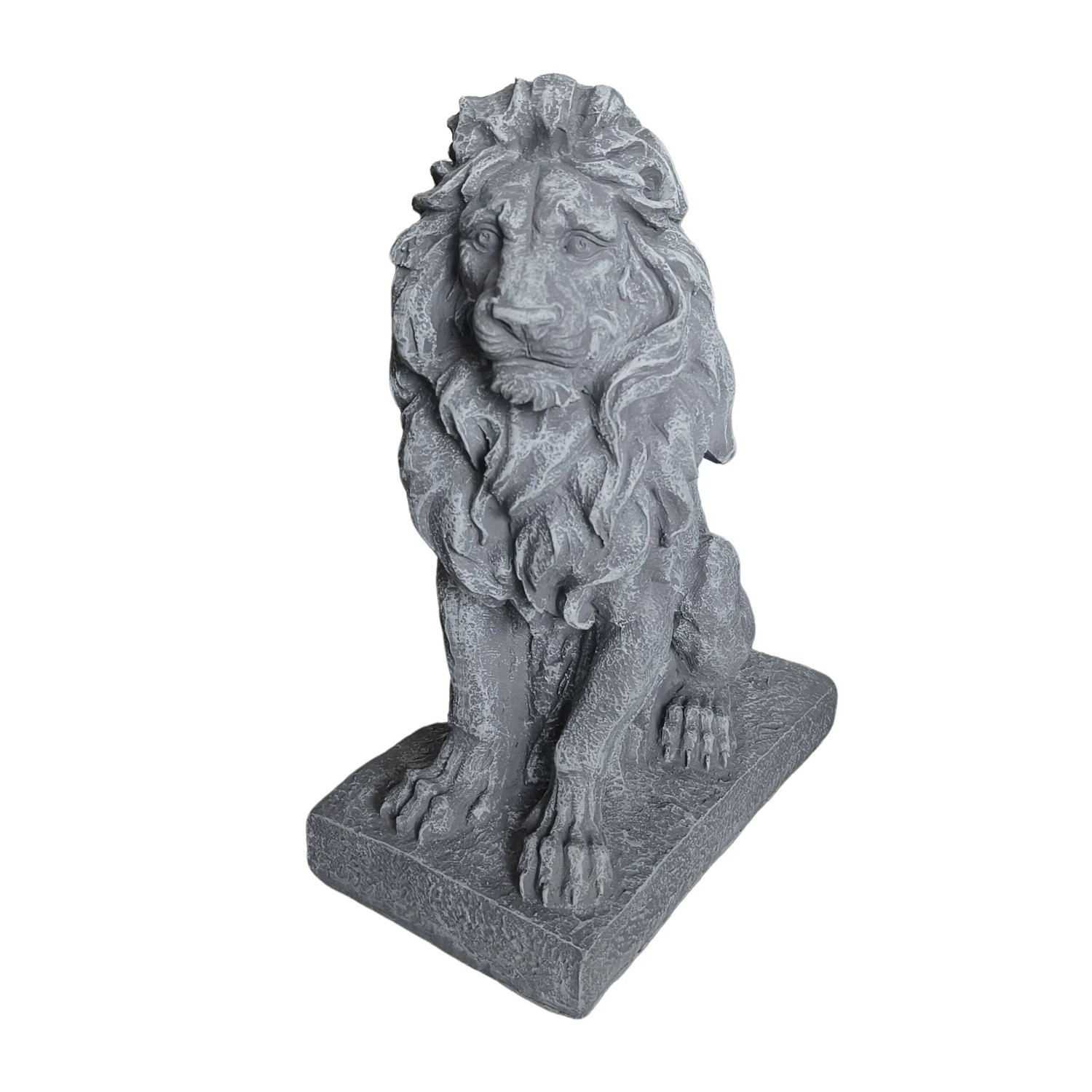 Relaxdays Löwenfigur Polyresin Grau Wetterfest Frostfest UV-beständig Sitzend 38 cm x 17 cm x 27 cm 1,3 kg