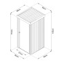 Skizze des Axi Gartenschranks Hector Premium 1300 l aus Metall in Anthrazit mit Maßangaben.