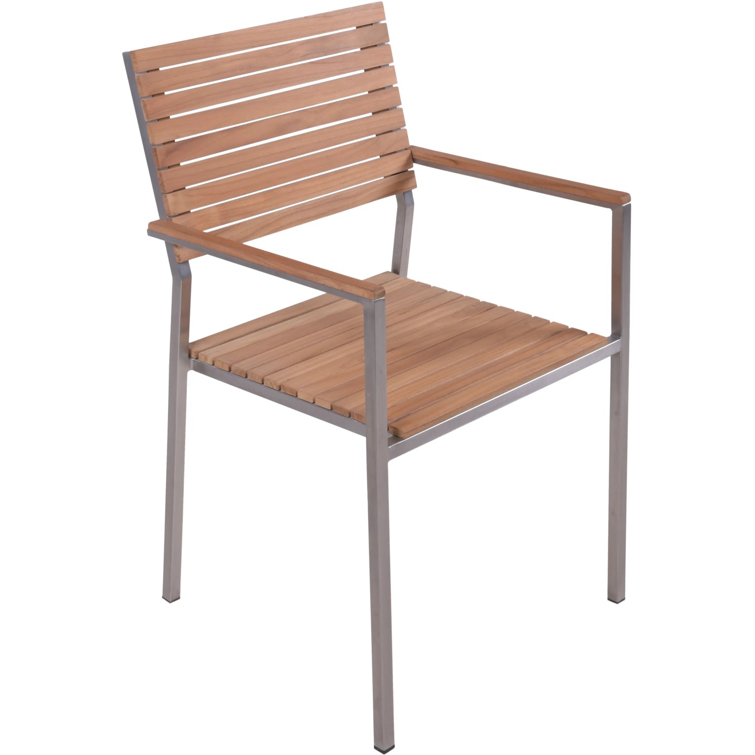 Garten Pleasure Stapelstuhl Denver aus Teakholz und Edelstahl für Lounge-Gartenmöbel.