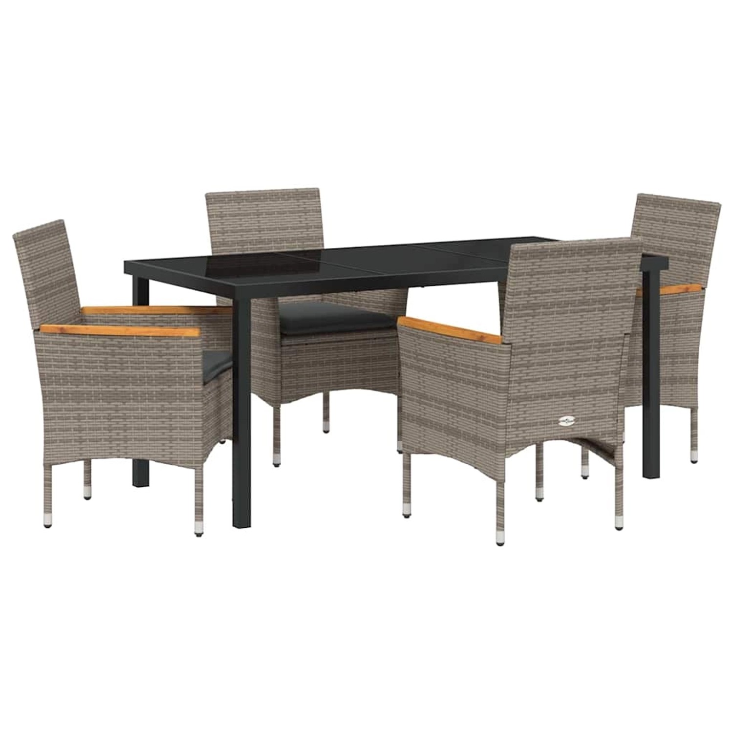 vidaXL Garten Essgruppe mit Kissen 5-Tlg Grau Poly Rattan 3379851 günstig online kaufen