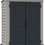 Duramax Kunststoff-Gartenhaus YardMate Pent, graues Gerätehaus mit Doppeltür.