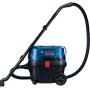 Bosch Professional GAS 12-25 PL Nass-/Trockensauger mit blauem Gehäuse und Zubehör.