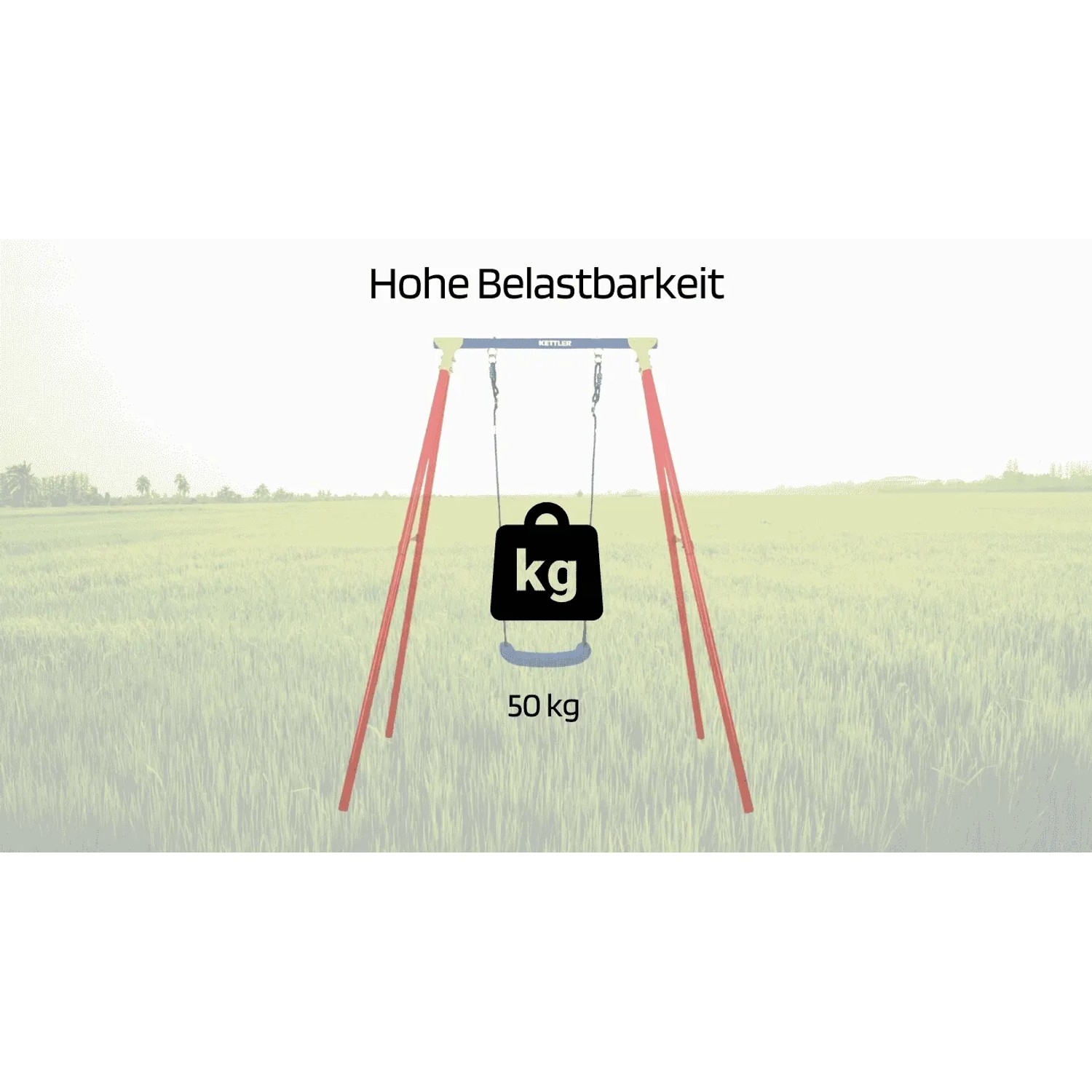 Kettler Einzelschaukel Single in Rot/Blau, belastbar bis 50kg, für Kinder im Garten.