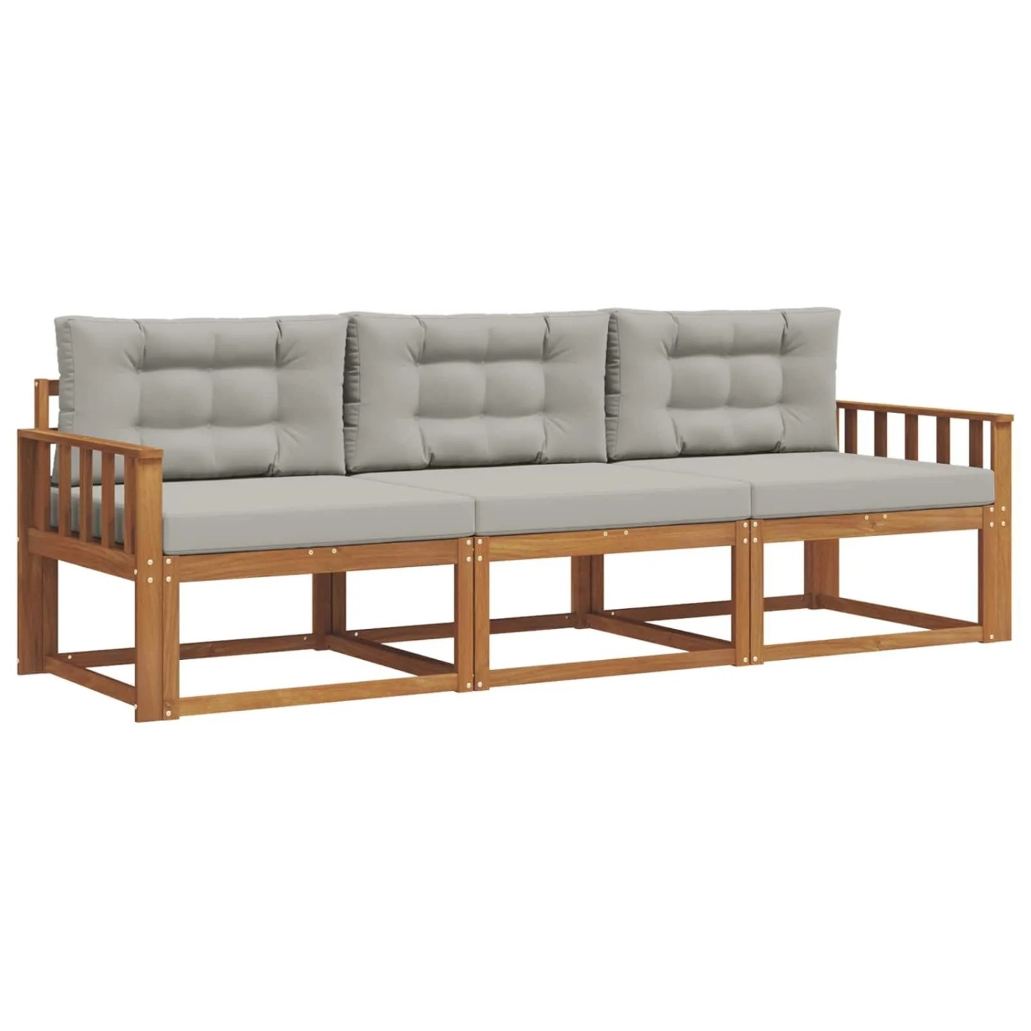 vidaXL Outdoor-Sofagarnitur mit Kissen 3-Tlg Natur und Hellgrau 3367119