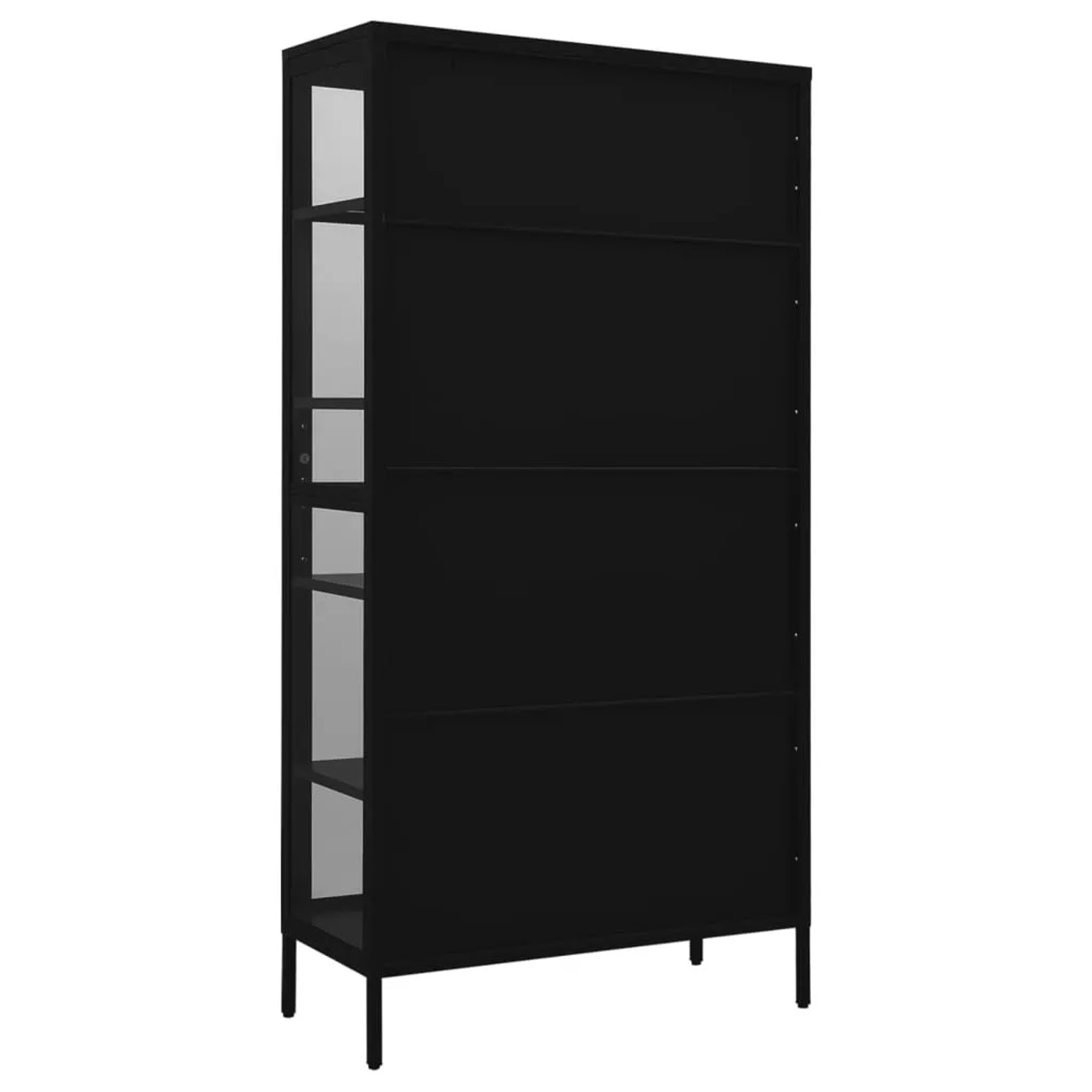 Schwarze vidaXL Vitrine (90x40x180 cm) aus Stahl und Glas, Büroschrank mit 4 Regalböden.