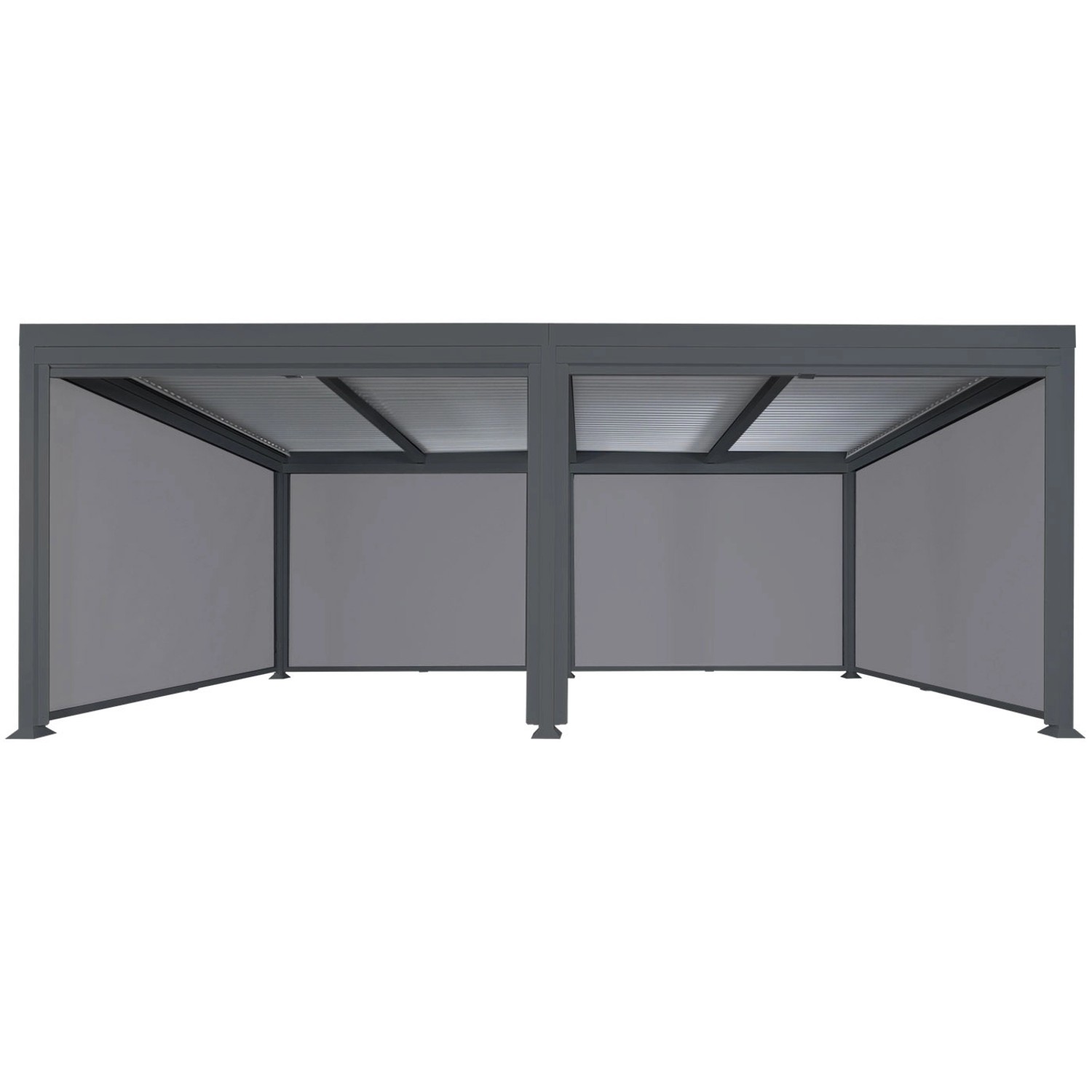 Anthrazitfarbene Alu Pergola MCW L41 3x6m mit Seitenwänden für Terrasse & Garten.