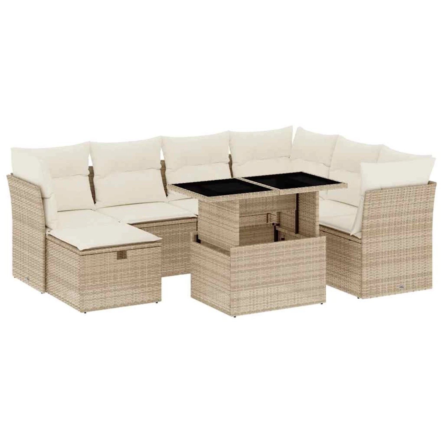 vidaXL 8-Tlg Garten-Sofagarnitur mit Kissen Beige Poly Rattan 3274678 günstig online kaufen