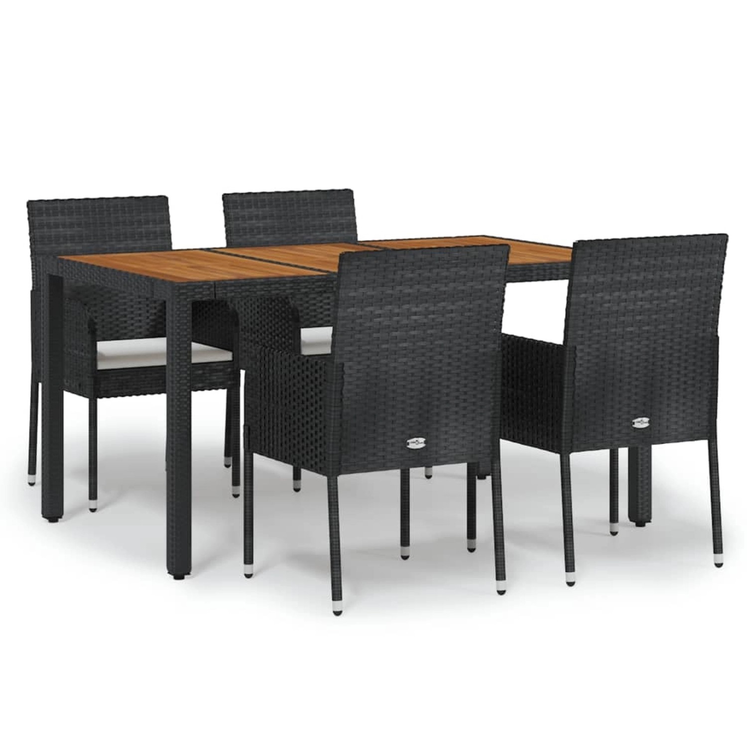 vidaXL 5-Tlg Garten-Essgruppe mit Kissen Schwarz Poly Rattan 3185013
