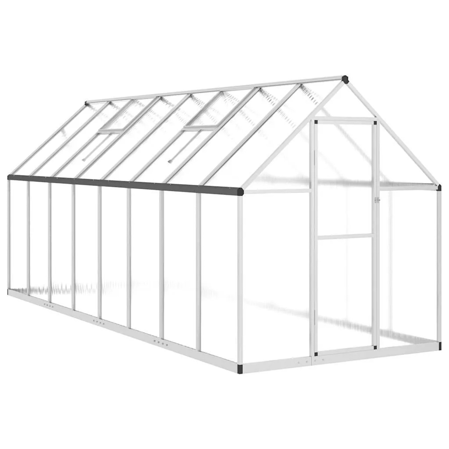 Furnicato Gewächshaus Mit Fundamentrahmen Silber 445x169x195cm Aluminimum