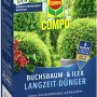 Compo Buchsbaum- und Ilex Langzeit-Dünger, 850g Packung für dichten, grünen Blattwuchs.