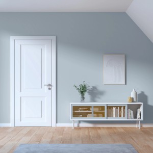 Wand in Himmelblau mit CREATE! by OBI Lieblingsfarben Wandfarbe Mats, matt. Möbel und Deko im Raum.