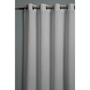 Silbergrauer Bennetti Schal in Leinenoptik mit Ösen, 140x245 cm, als Fenstervorhang.