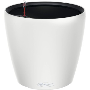 Weißes Lechuza Classico Color LS 21 Pflanzgefäß Ø 22 cm mit Bewässerungssystem.