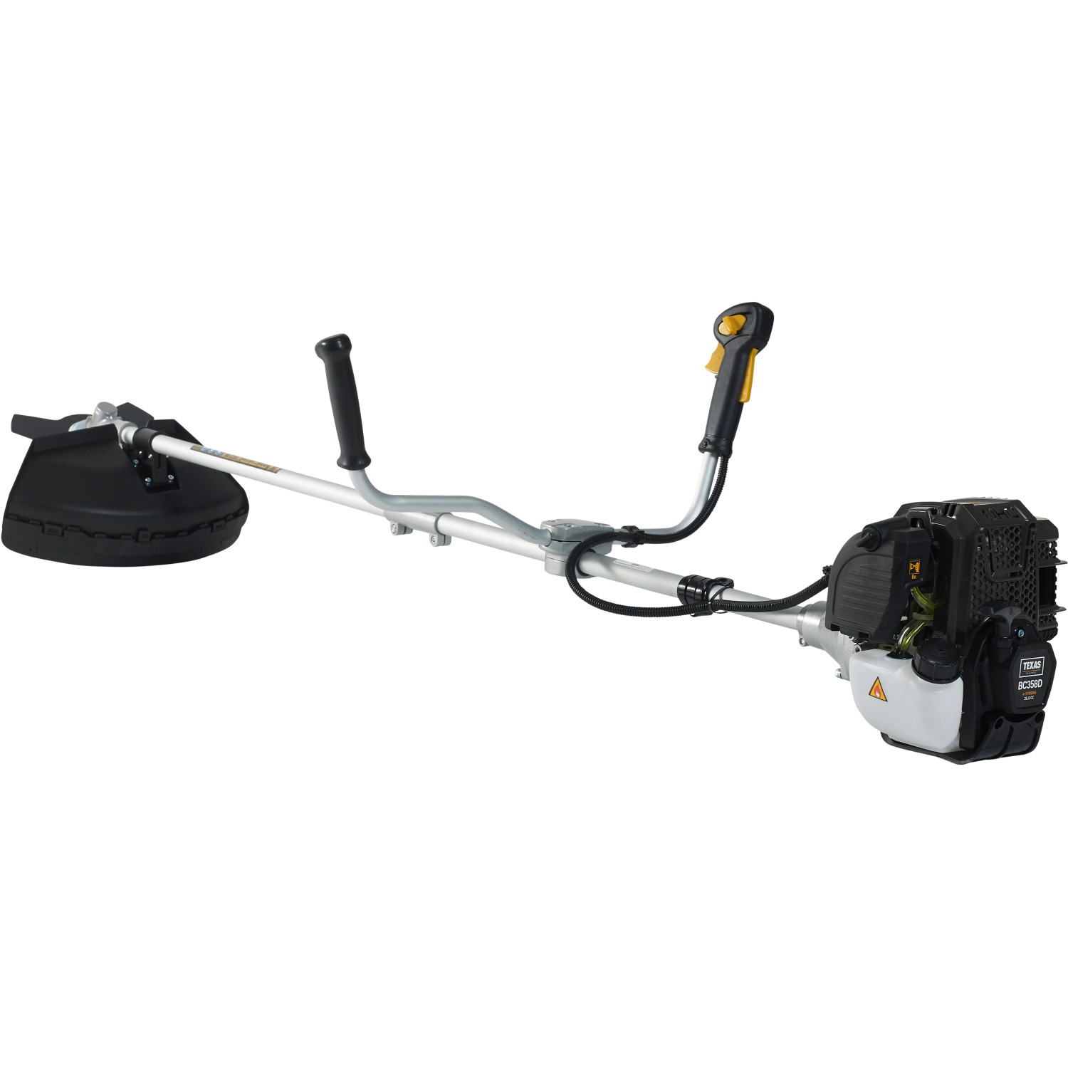 Texas BC358D Benzin Freischneider mit Tragegurt, 3-Zahn Messer und Fadenspule.