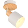 Trio Strahler Shanti in Warm-Grey mit Holzdetails, einflammiger Deckenspot für Wohnraum.