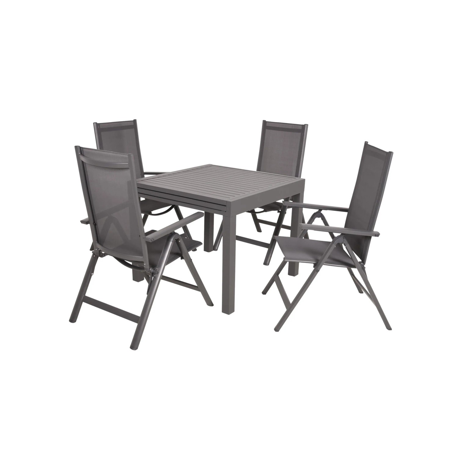 DELUKE Garten-Sitzgruppe TESSA 5-tlg. Kunststoff Anthrazit Gartenmöbel-Set Gartengarnitur Garten-Essgruppe