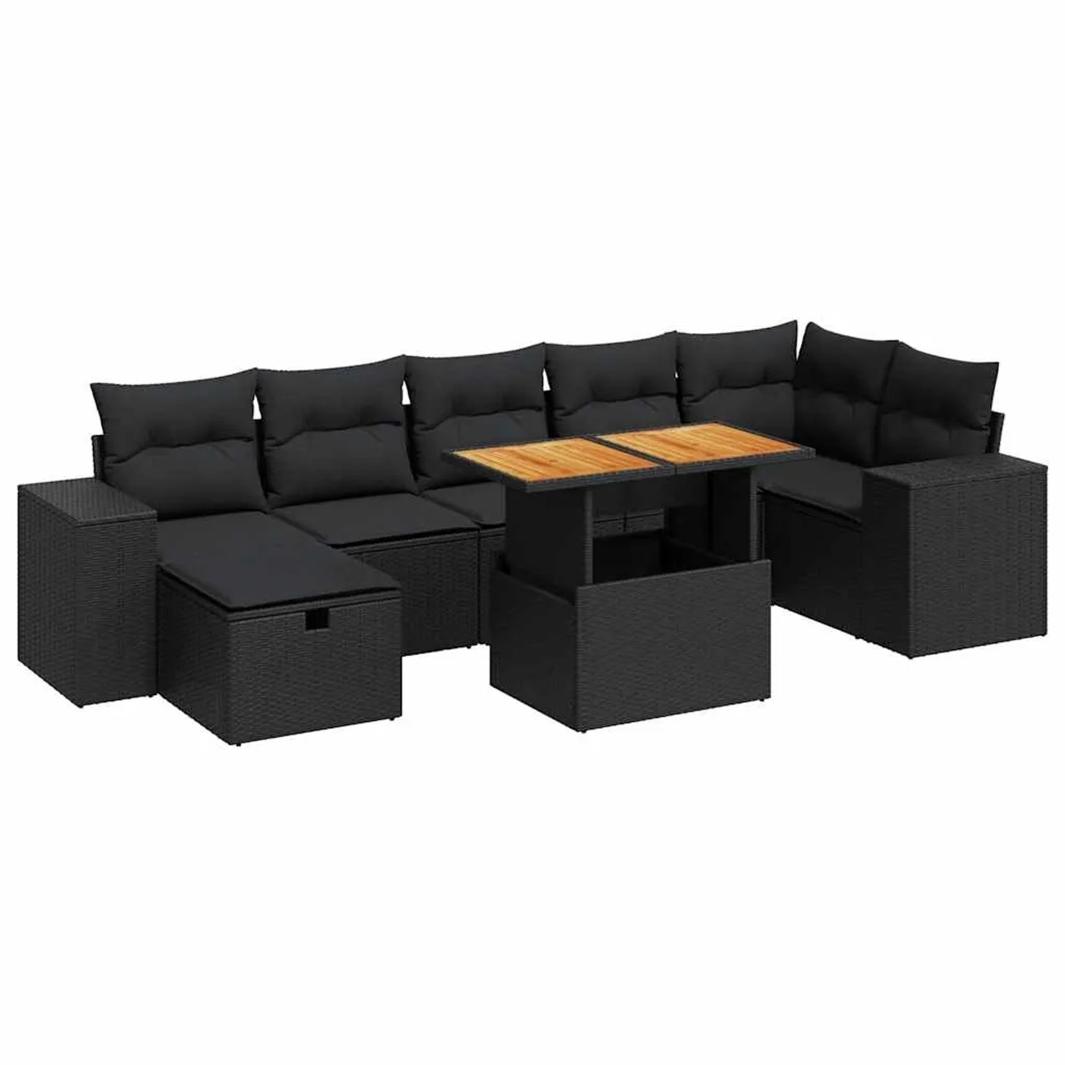 vidaXL 5Tlg Garten-Sofagarnitur mit Kissen Schwarz Poly Rattan Akazie 33280 günstig online kaufen