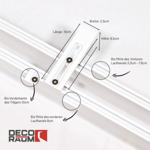 Deco-Raum Gardinenschiene nach Maß 2-Lauf Loft Weiß 380cm